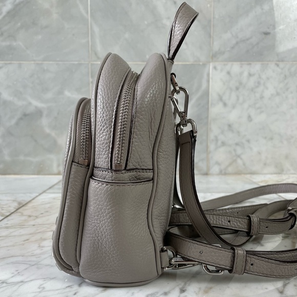💕Michael Kors Abbey Studded Grey Pebble Leather Mini Backpack - Picture 7 of 12